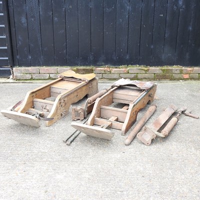 Lot 375 - Two vintage wooden rowing machines