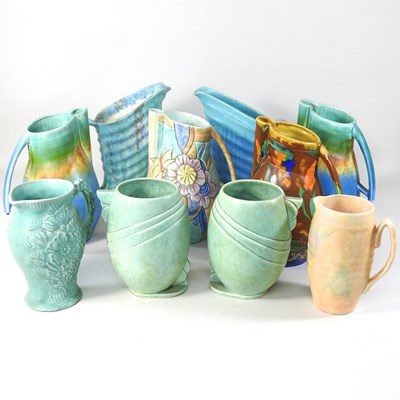 Lot 479 - A collection of Art Deco pottery jugs