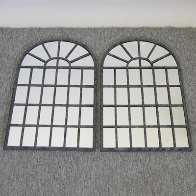 Lot 389 - A small leaded glass garden mirror