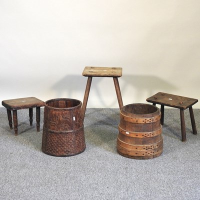 Lot 536 - Various stools and wooden items