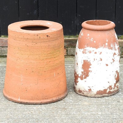 Lot 24 - A terracotta rhubarb forcer, 46cm high, together with another