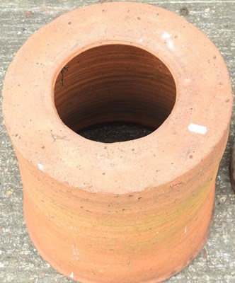 Lot 24 - A terracotta rhubarb forcer, 46cm high, together with another