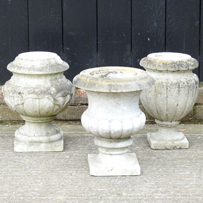 Lot 100 - Three marble urns