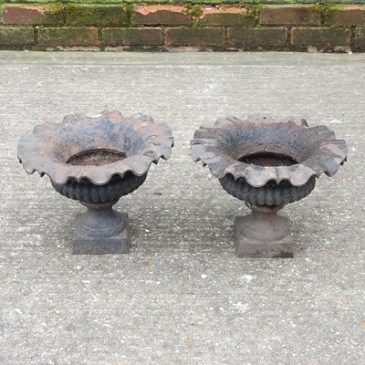 Lot 322 - A pair of black painted cast iron garden planters