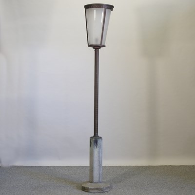 Lot 366 - A 1970's concrete and bronze garden lantern