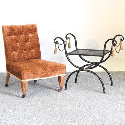 Lot 450 - A chair and stool