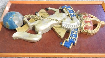 Lot 576 - A REME cast iron military plaque