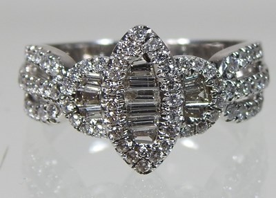 Lot 50 - An 18 carat white gold and diamond cluster ring
