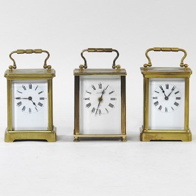 Lot 213 - Three carriage clocks