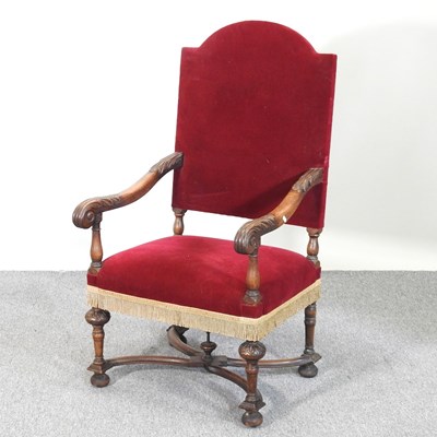 Lot 259 - A Victorian carved walnut throne chair