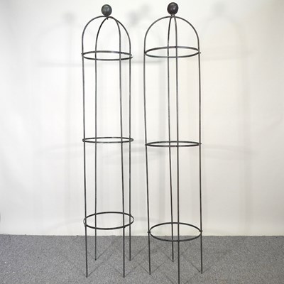 Lot 458 - A pair of metal garden obelisks