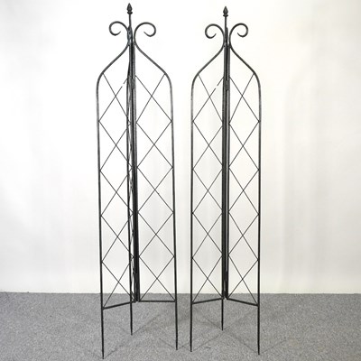 Lot 234 - A pair of garden lattice spires