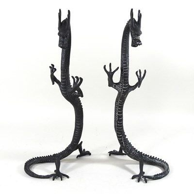 Lot 483 - A pair of bronze dragons