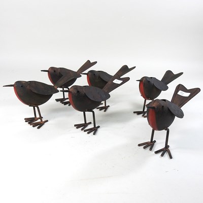 Lot 441 - A set of six metal robins