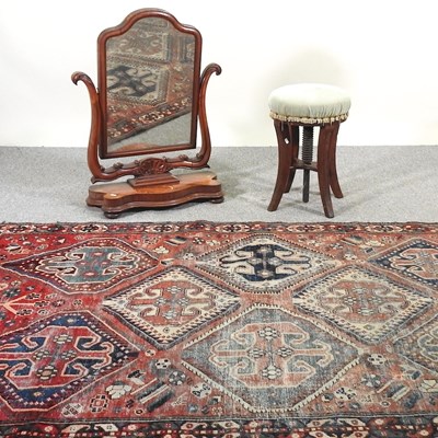 Lot 472 - A mirror, stool and rug