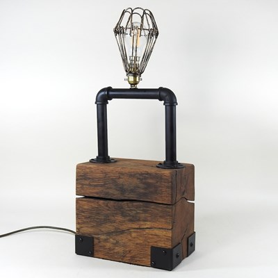 Lot 180 - A bespoke made industrial style table lamp
