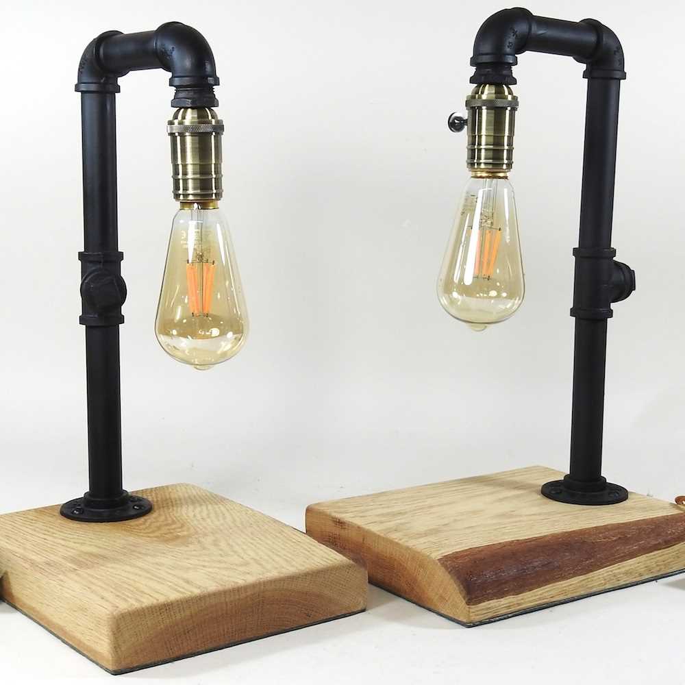 Lot 302 A pair of industrial style table lamps