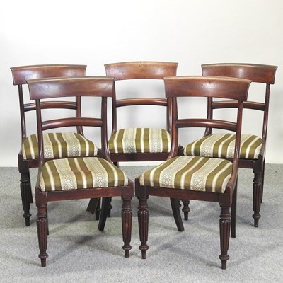 Lot 636 - A set of five William IV mahogany bar back dining chairs