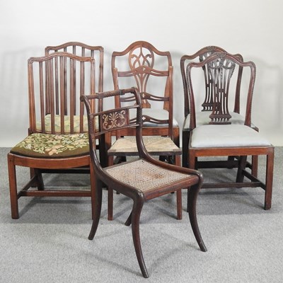 Lot 645 - A pair of 19th century Hepplewhite style dining chairs