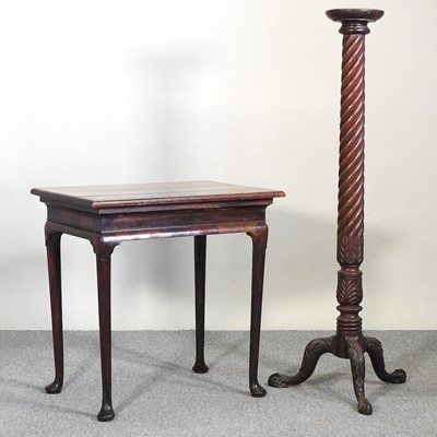 Lot 437 - An 18th century occasional table, and 19th century mahogany torchere