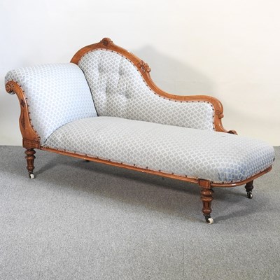 Lot 562 - A Victorian walnut  chaise longue