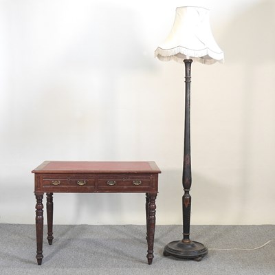 Lot 159 - A Victorian writing table and lamp