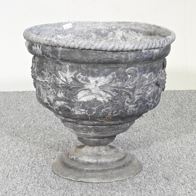 Lot 2 - An antique lead planter, relief decorated with figures