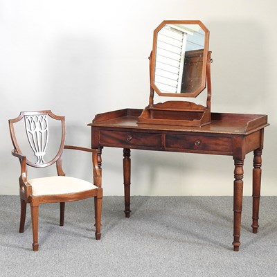 Lot 394 - A Victorian wash stand, chair and mirror