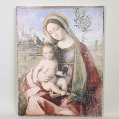 Lot 842 - Continental School, 20th century, Madonna and child, composition panel