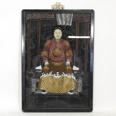 Lot 565 - Chinese School, ancestral portrait, reverse painting on glass