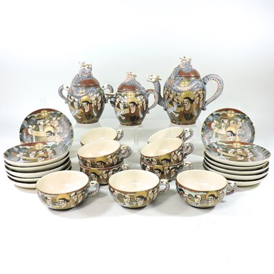 Lot 143 - A Japanese Satsuma part tea set