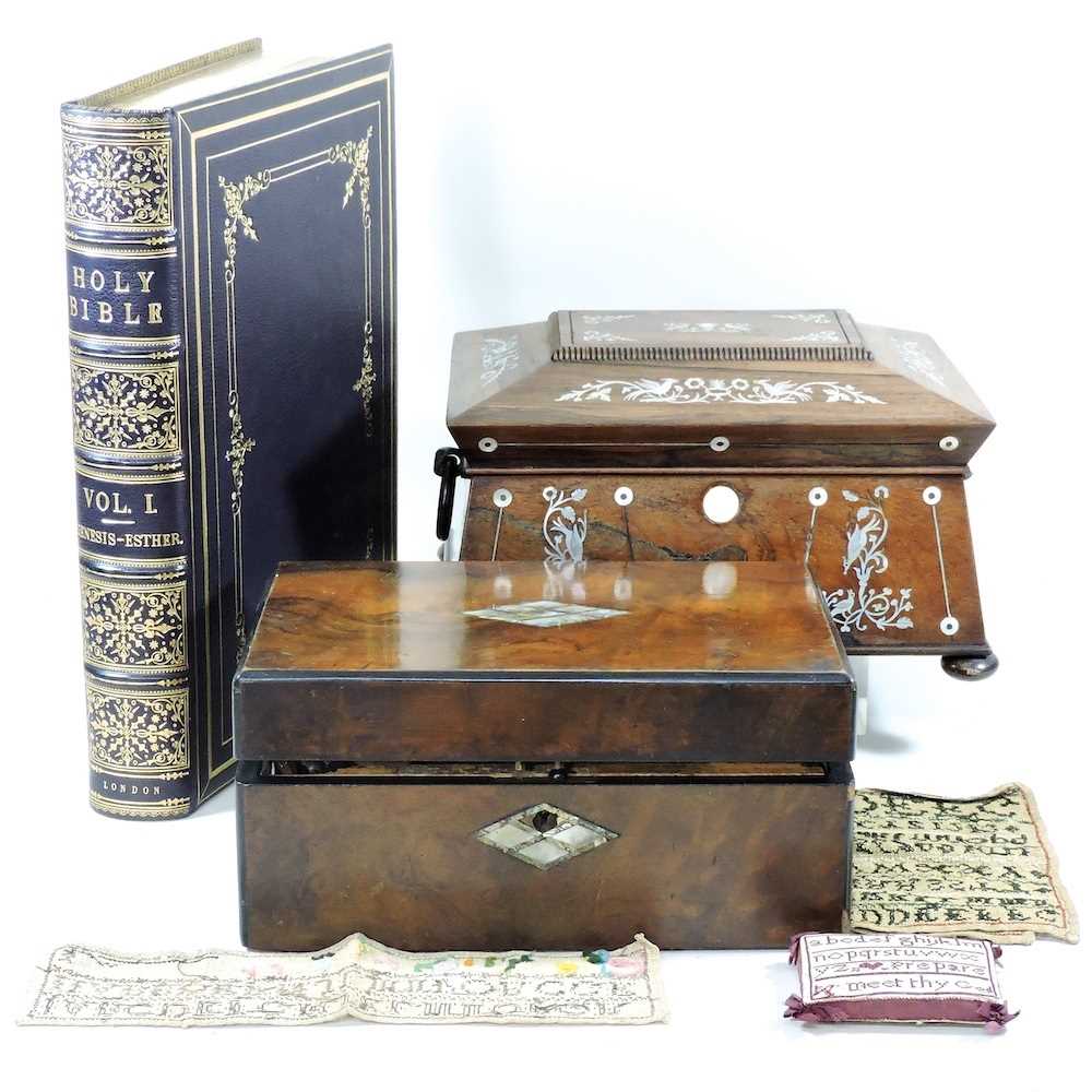 Lot 319 - A 19th century rosewood and mother of pearl inlaid sewing box