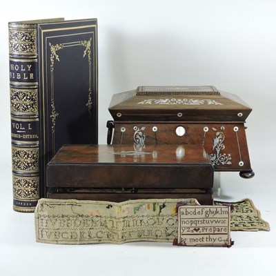 Lot 319 - A 19th century rosewood and mother of pearl inlaid sewing box