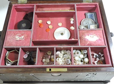 Lot 319 - A 19th century rosewood and mother of pearl inlaid sewing box