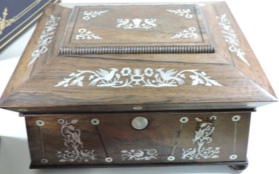 Lot 319 - A 19th century rosewood and mother of pearl inlaid sewing box