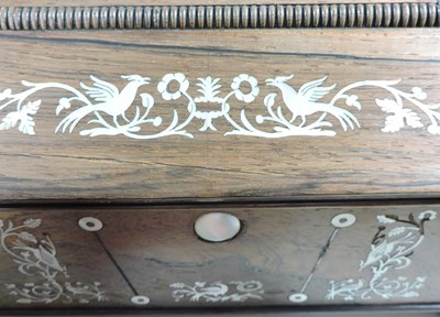 Lot 319 - A 19th century rosewood and mother of pearl inlaid sewing box