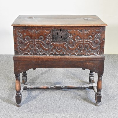 Lot 560 - A 19th century carved oak Bible box