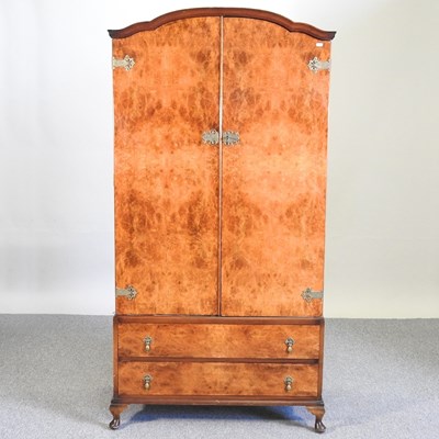 Lot 150 - A 1930's burr walnut wardrobe