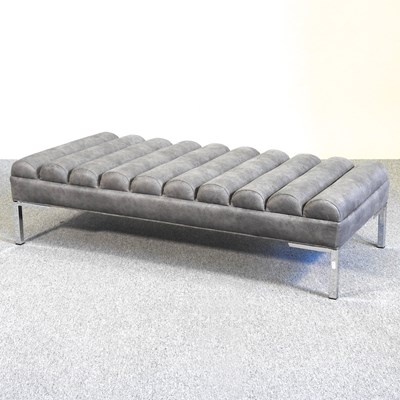 Lot 145 - A modern grey upholstered footstool