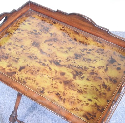 Lot 142 - A reproduction yew wood butler's tray