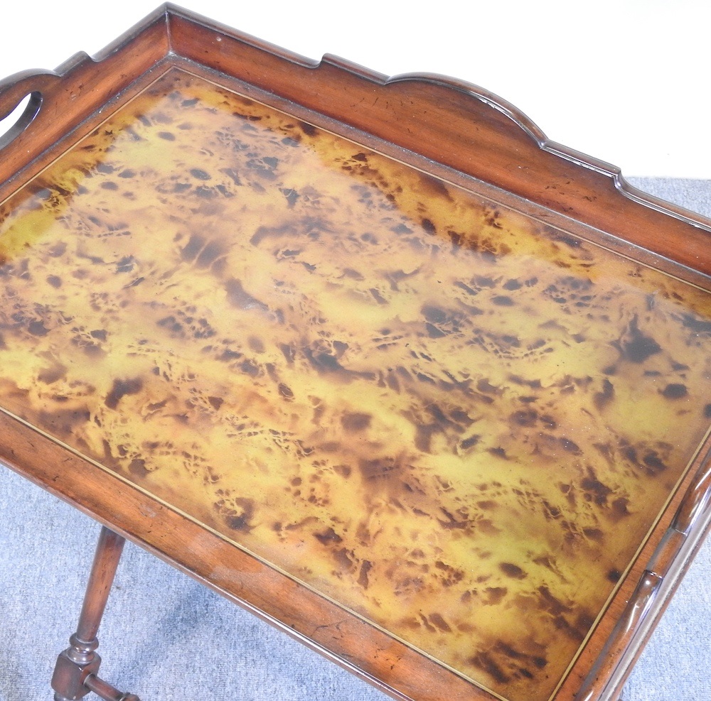 Lot 142 A reproduction yew wood butler's tray