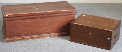 Lot 44 - A vintage wooden tool chest and hand tools