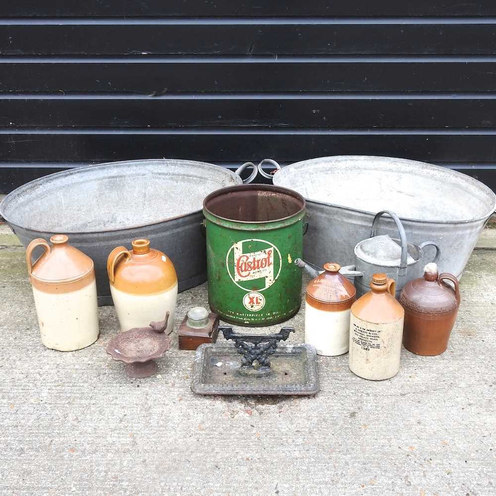 Lot 202 Two tin baths and metalwares