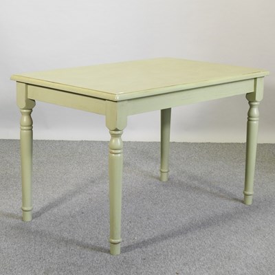 Lot 430 - A modern rustic green painted dining table