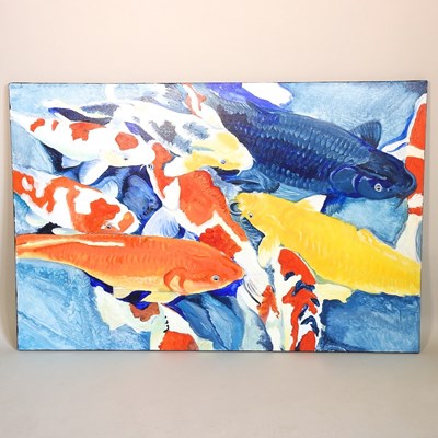 Lot 243 - Clive Fredriksson, contemporary, koi carp, oil