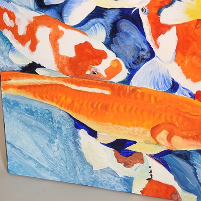 Lot 243 - Clive Fredriksson, contemporary, koi carp, oil