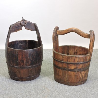 Lot 436 - A Chinese style wooden bucket