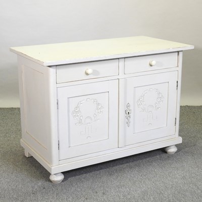 Lot 437 - A cream painted pine cabinet