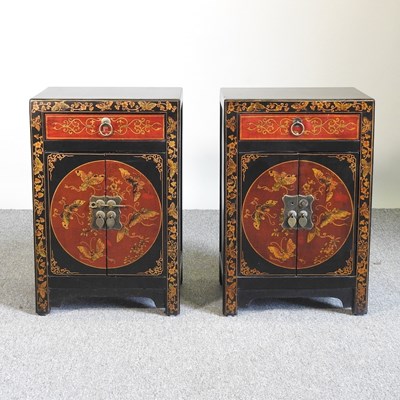 Lot 197 - A pair of Chinese lacquered side cabinets