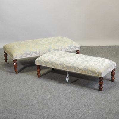 Lot 651 - A modern footstool, upholstered in Colefax and Fowler